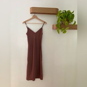 Aritzia Wilfred Only Slip Midi Dress | Amber Brown | Size 2XS